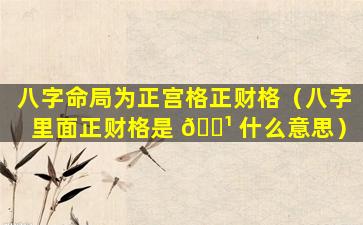 八字命局为正宫格正财格（八字里面正财格是 🌹 什么意思）